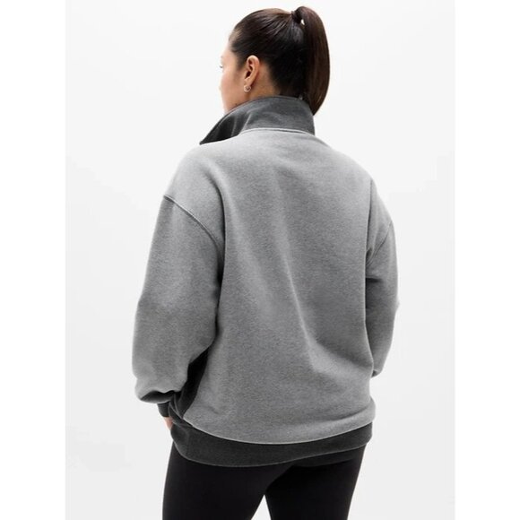 Athleta S Forever Fleece 1/4 Zip Sweatshirt Charcoal Heather Grey Small - Picture 5 of 6